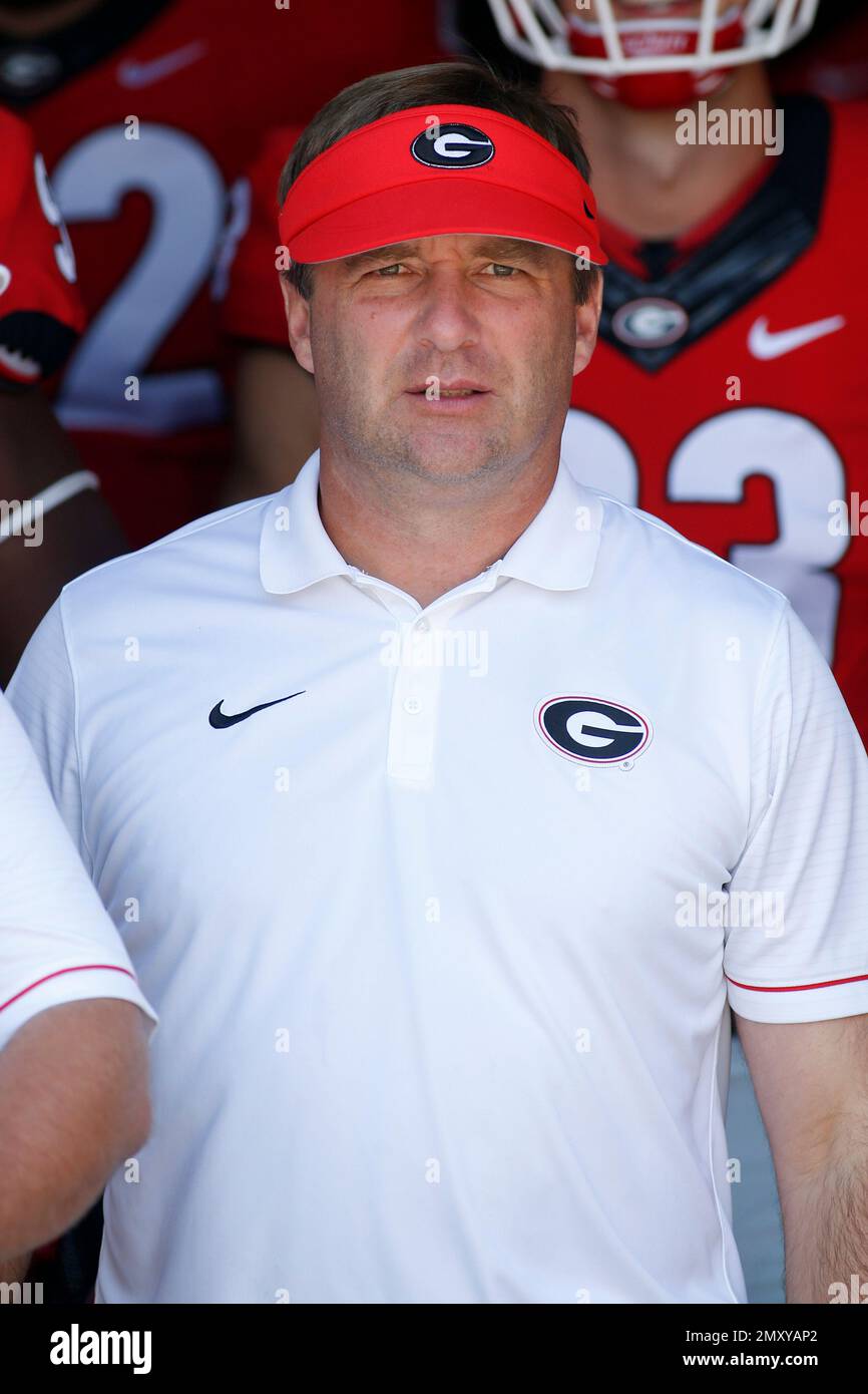 head coach Kirby Smart walks on the field before an NCAA