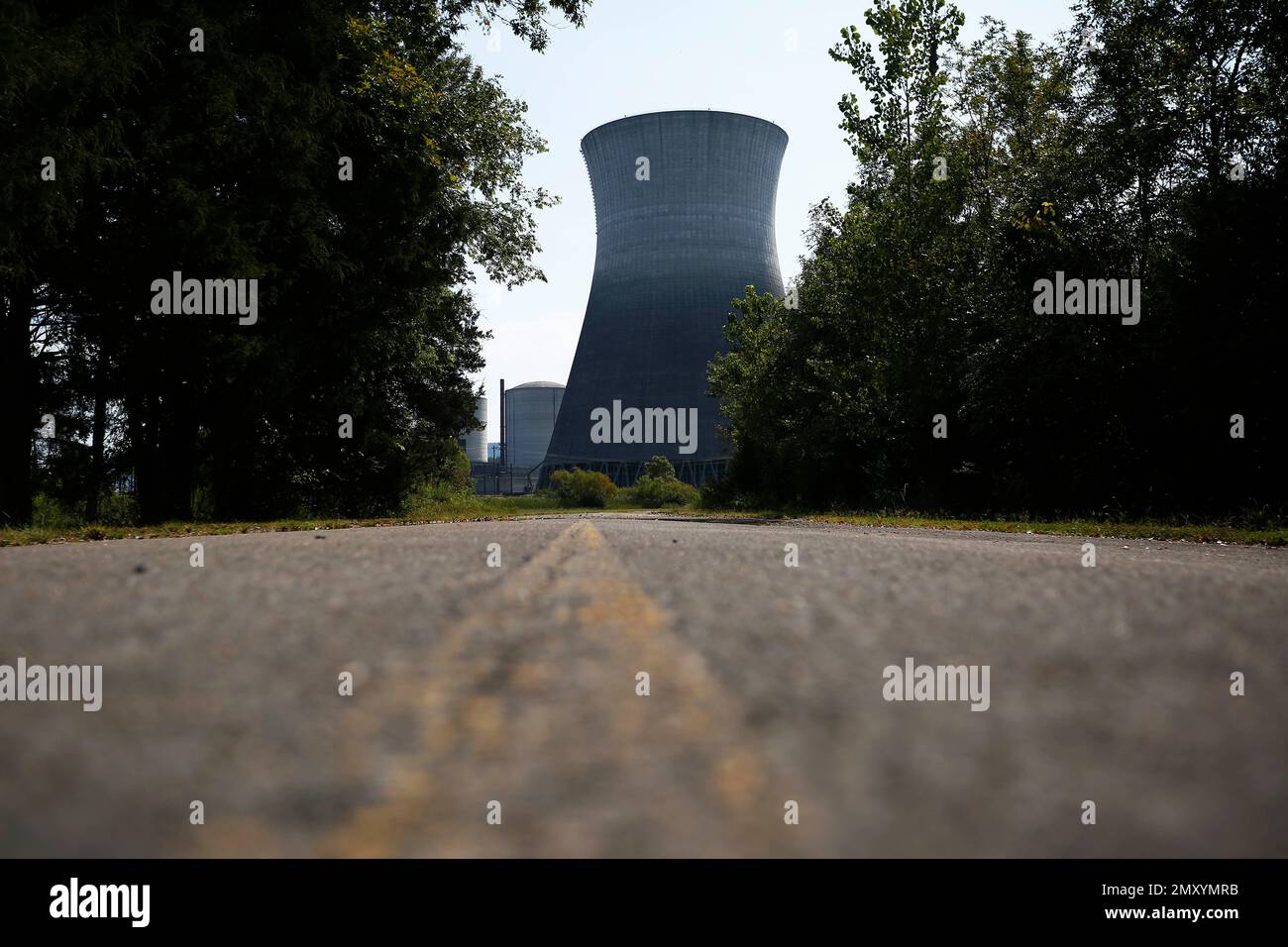 In this Wednesday, Sept. 7, 2016 photo, two cooling towers can be seen