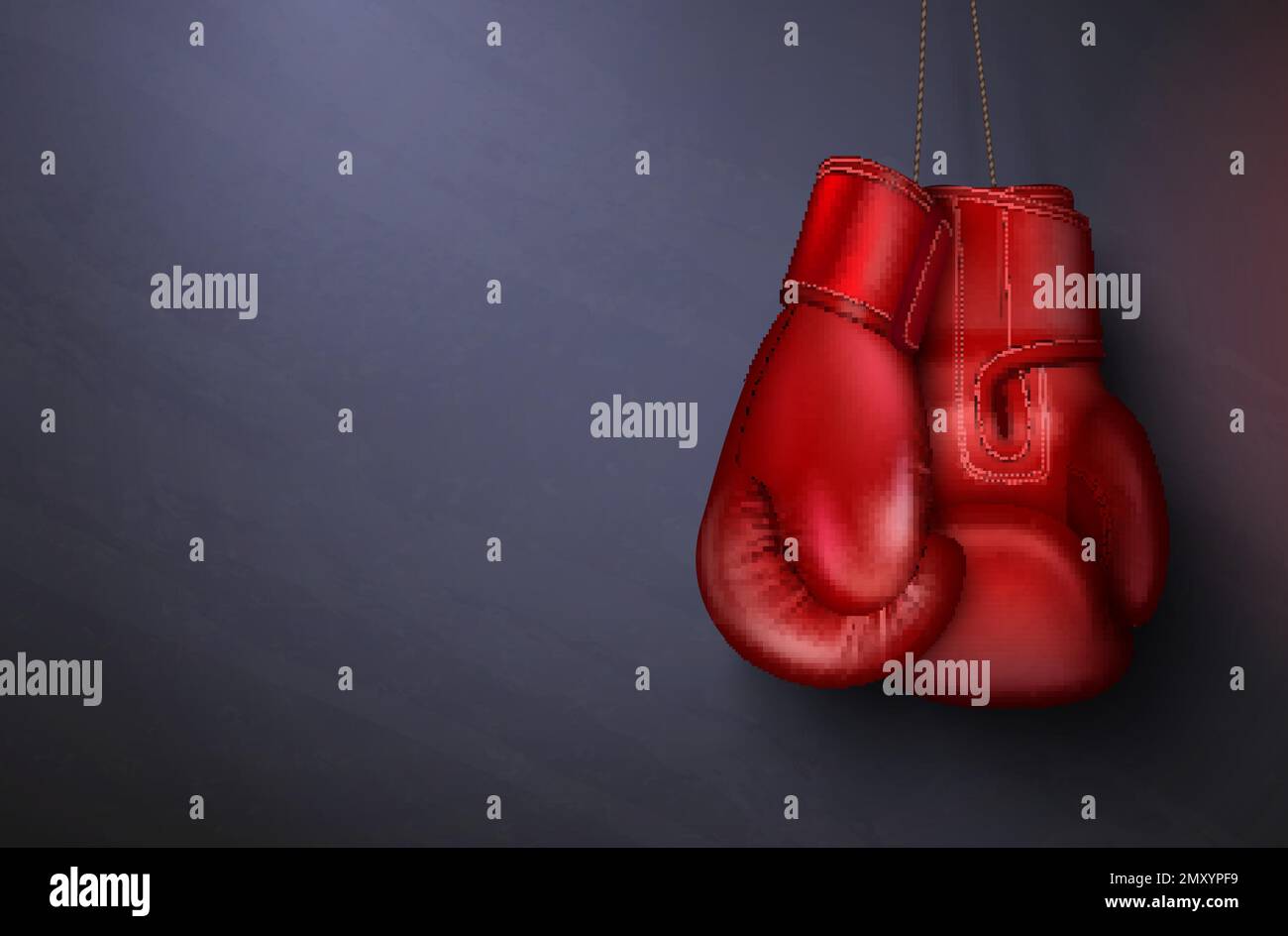 Boxing gloves realistic composition with dark gradient background and pair of red mufflers