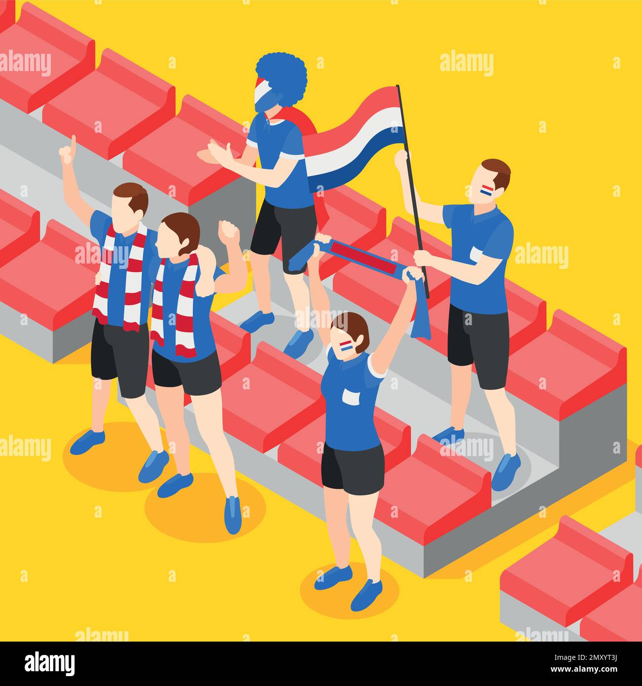 Sports betting isometric background with fans on tribune vector