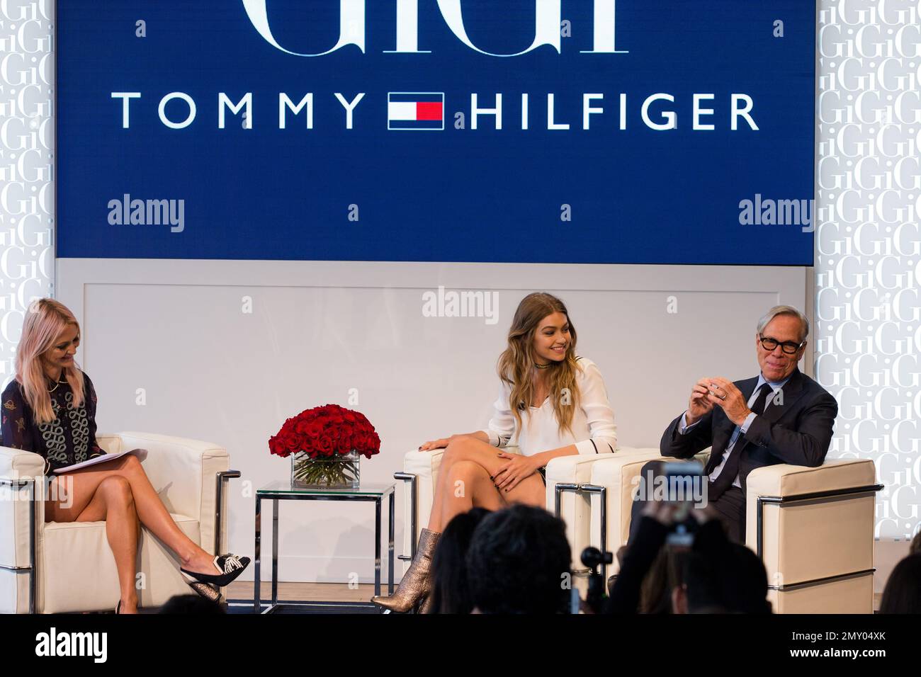 Zanna Roberts Rassi , from left, Gigi Hadid and Tommy Hilfiger appear ...