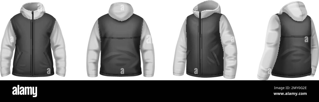 Two color male jacket realistic mockup set isolated against white background vector illustration Stock Vector