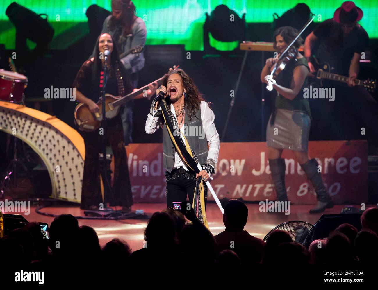 Musician Steven Tyler and his children Chelsea, Mia and Liv Tyler and Taj  Talerico attend the Steven TylerOut on a Limb concert to benefit Janie's  Fund at David Geffen Hall at Lincoln