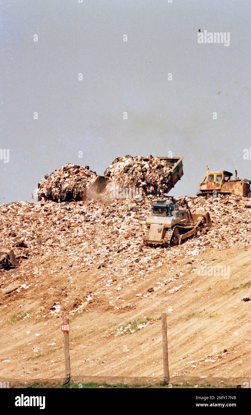 Garbage is dumped at the Fresh Kills Landfill on the southwest shore of