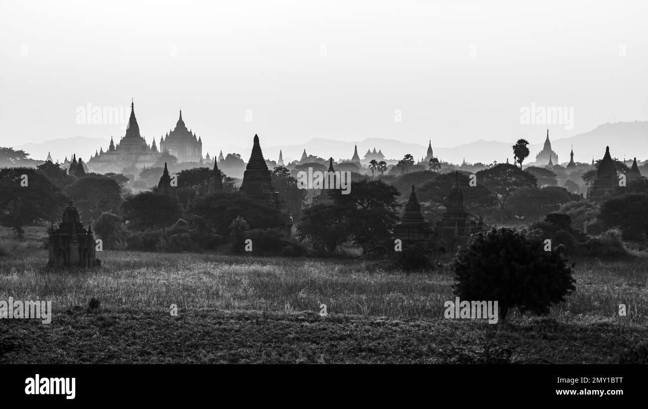 Temple and Pagodas of Bagan in Myanmar Stock Photo