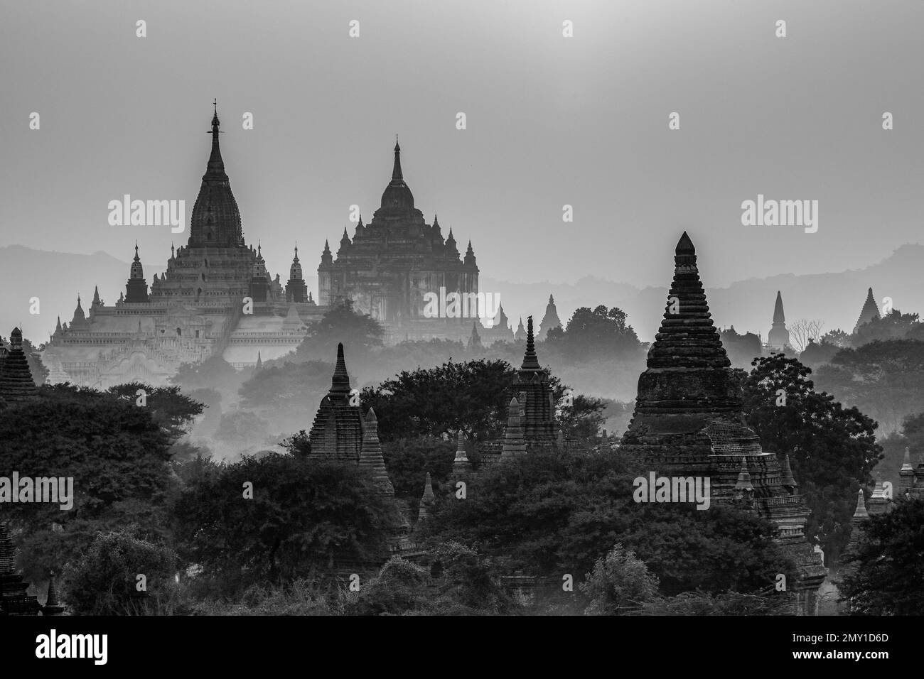 Temple and Pagodas of Bagan in Myanmar Stock Photo