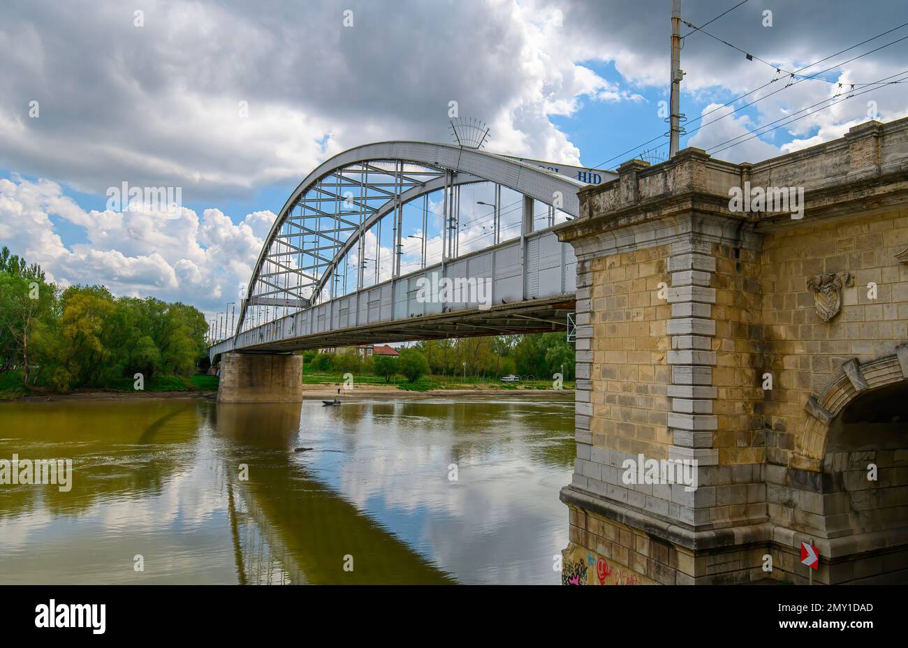 Belvarosi hid bridge, also known as Downtown bridge over Tisza River in Szeged, Hungary Stock Photo