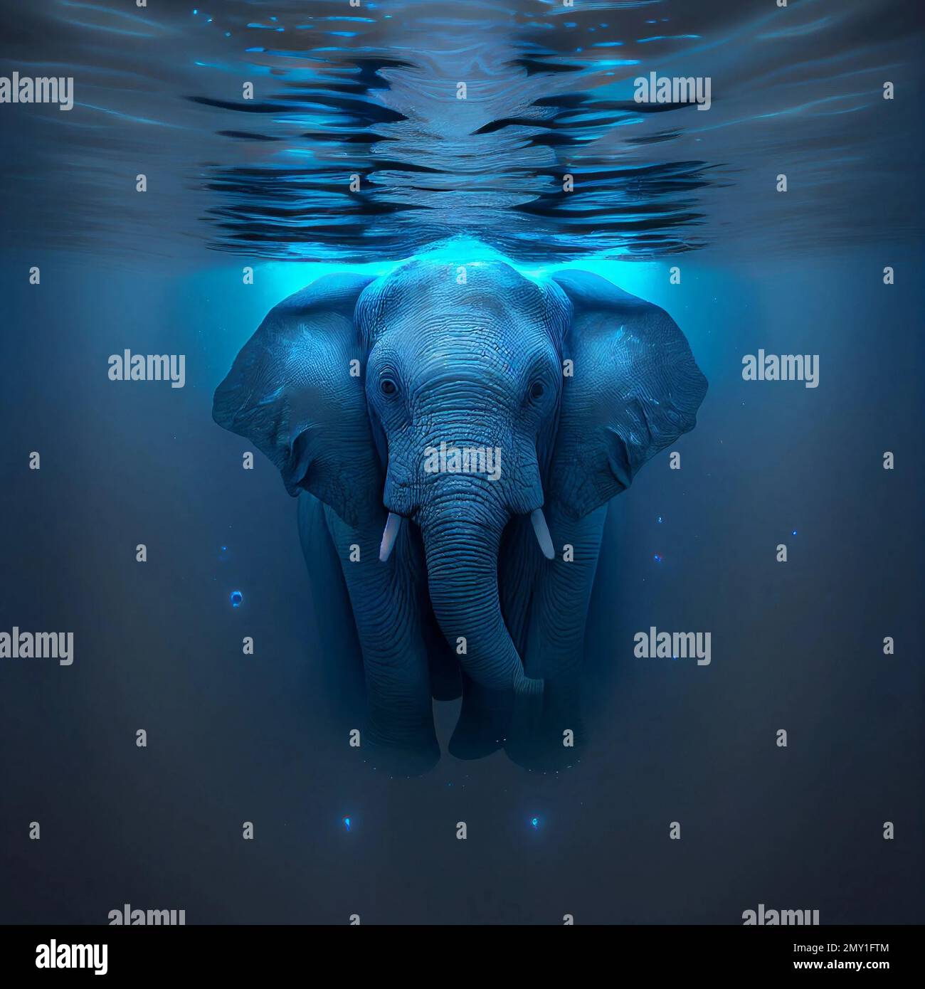 Elephant swimming underwater ocean hires stock photography and images