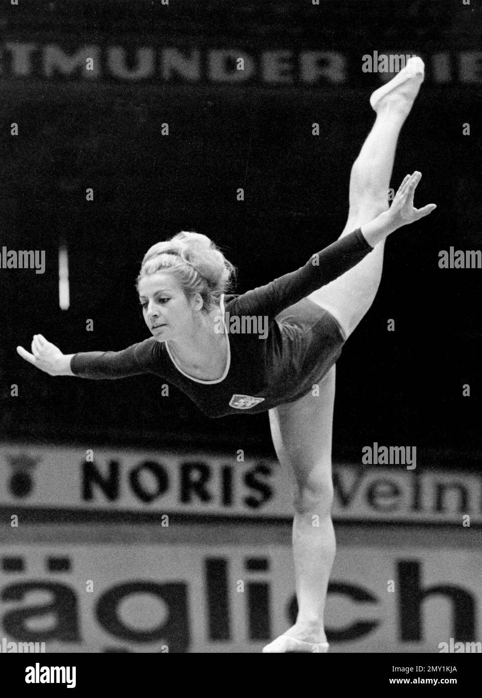 FILE - In this Sept. 1966, file photo, Vera Caslavska performs on the  balance beam during the 16th Artistic Gymnastics World Championships in  Dortmund, West Germany. Caslavska, multiple Olympic gold medalist in