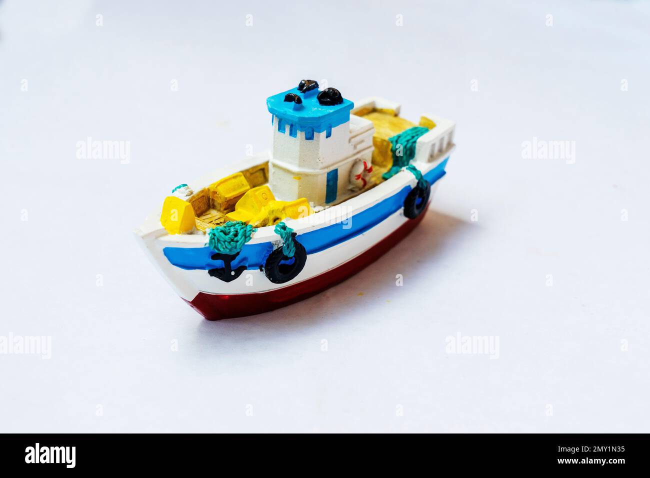 model toy ship isolated on white background Stock Photo - Alamy