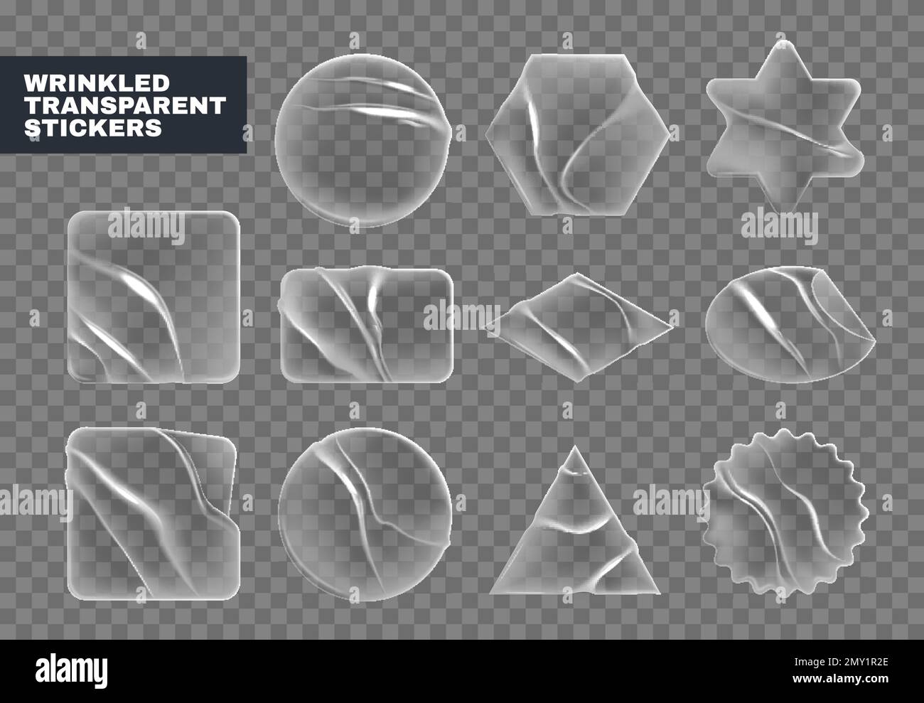 Realistic stickers labels transparent set with isolated glass frames Realistic stickers labels transparent set with isolated glass frames