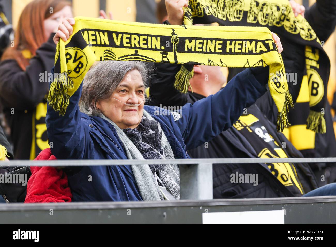 DORTMUND, GERMANY FEBRUARY 4 Fans of Borussia Dordmund during the