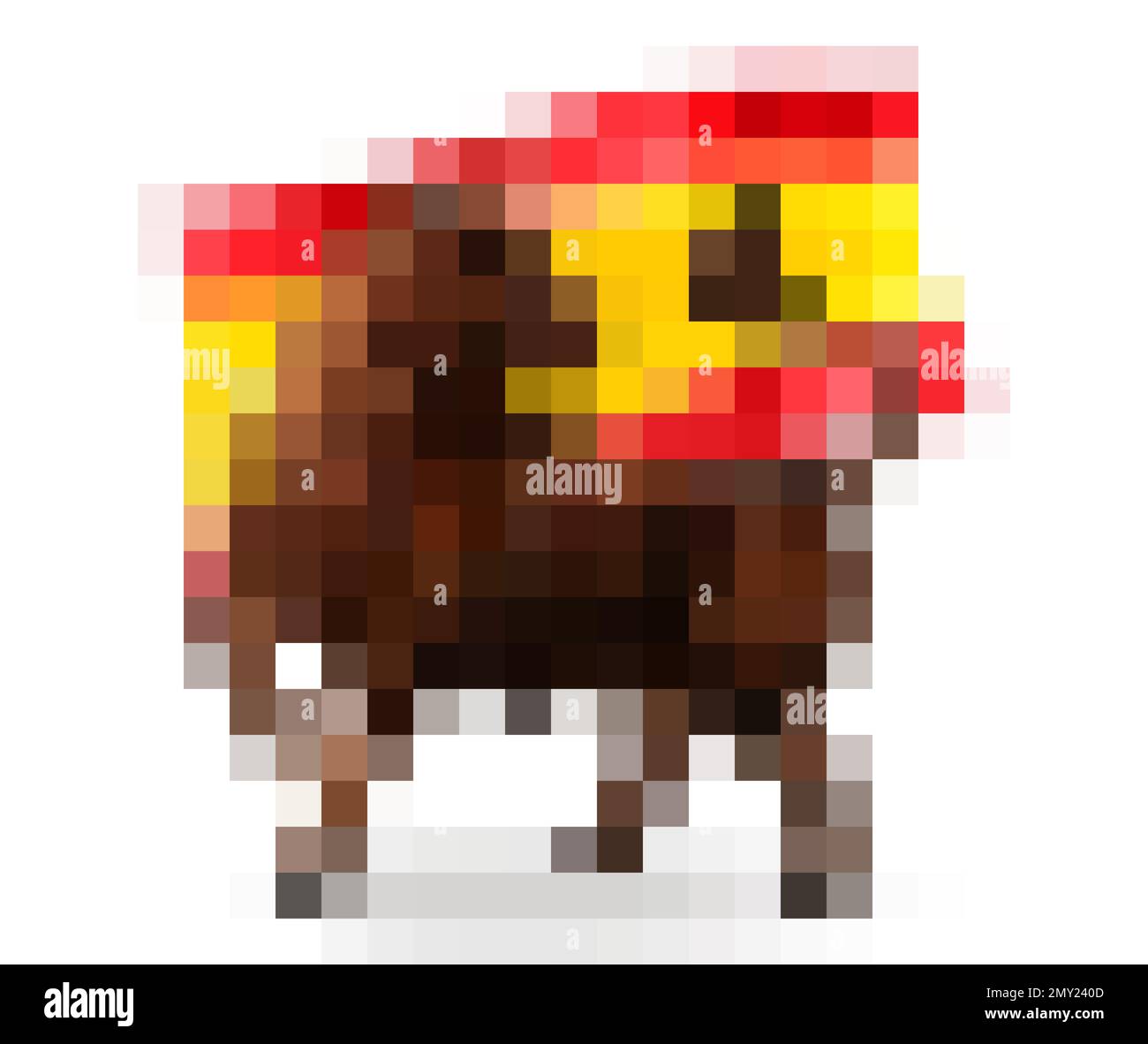 Color bull realistic composition with isolated view of horned animal in ...