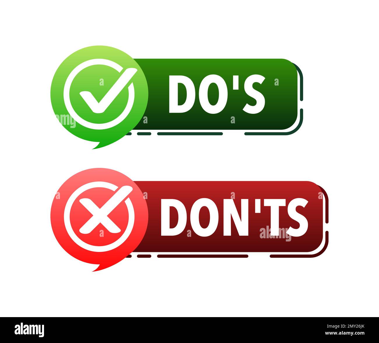 Dos and donts signs. Good and Bad Icon. Positive and negative sign. Stock Vector