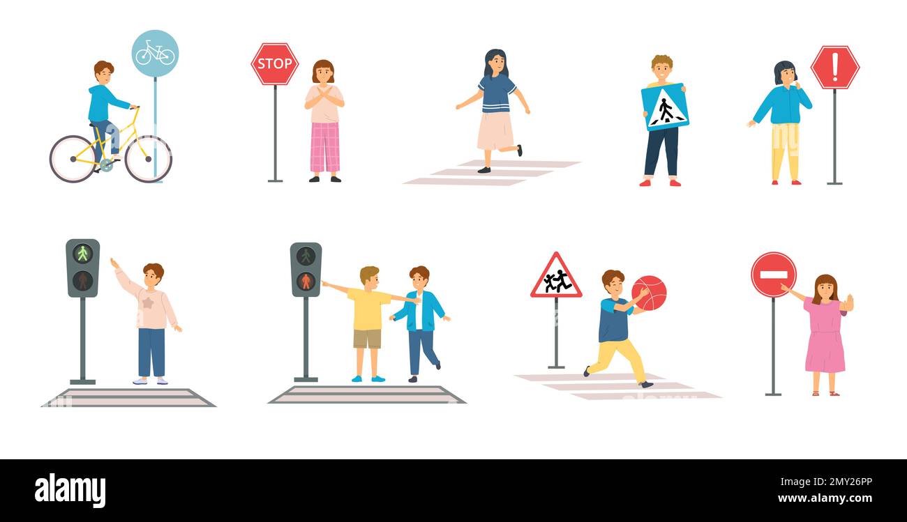 Violation road rules kids abruptly cross path Vector Image