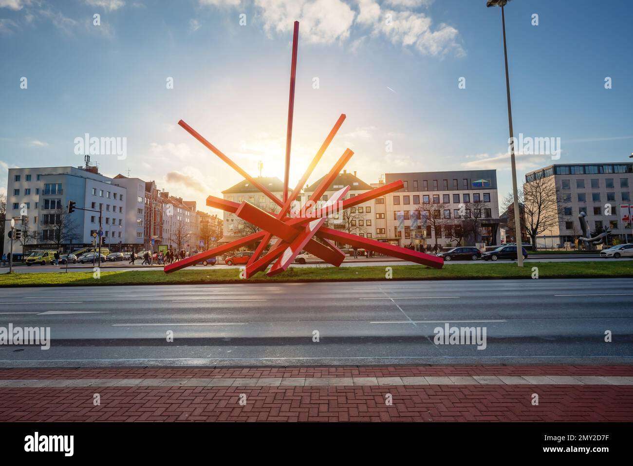 Symphony in Red Sculpture by John Raymond Henry - Hanover, Lower Saxony, Germany Stock Photo