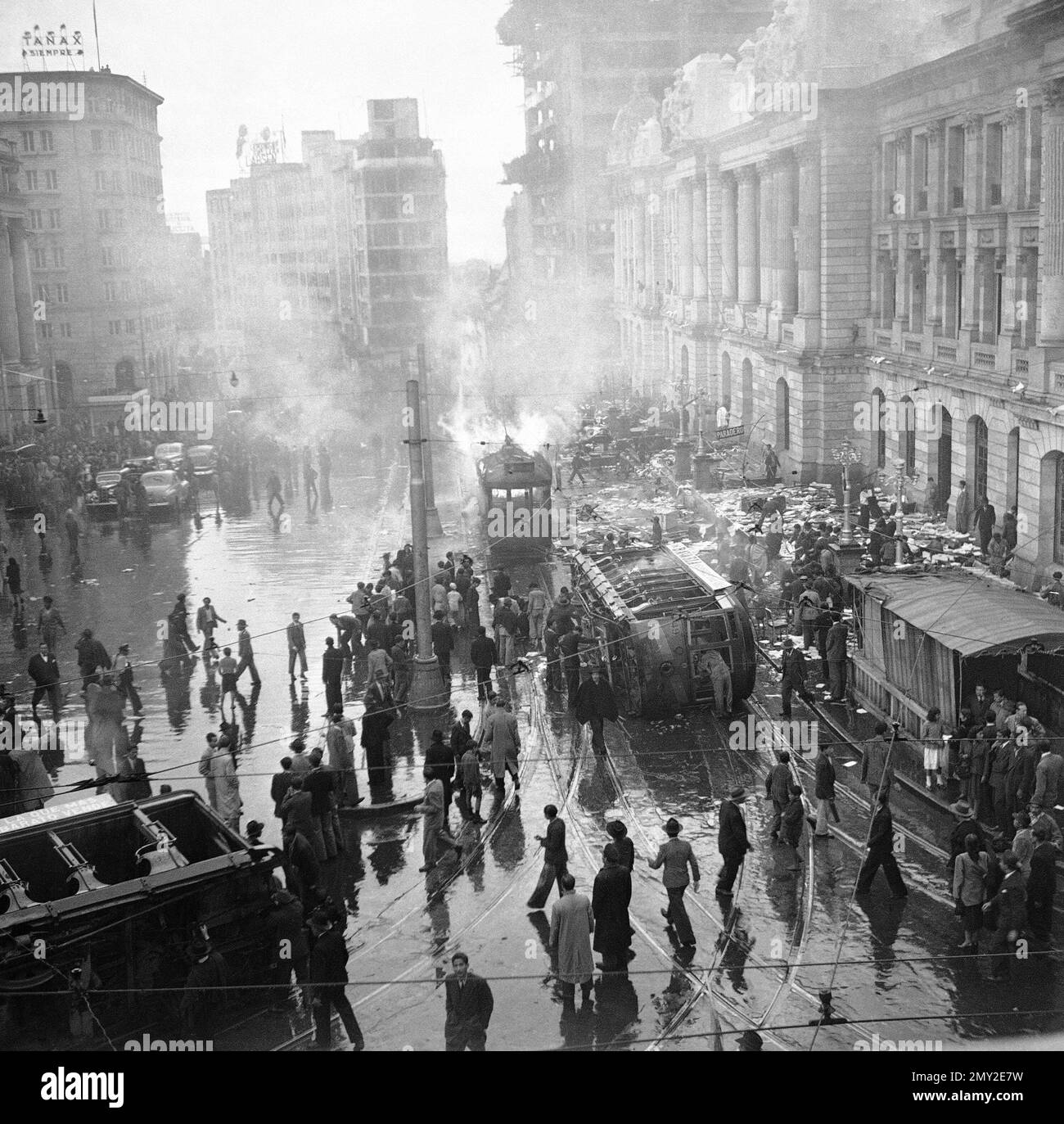 1948 Riots FILE- This April 1948, file photo shows rioting and looting as a street ...