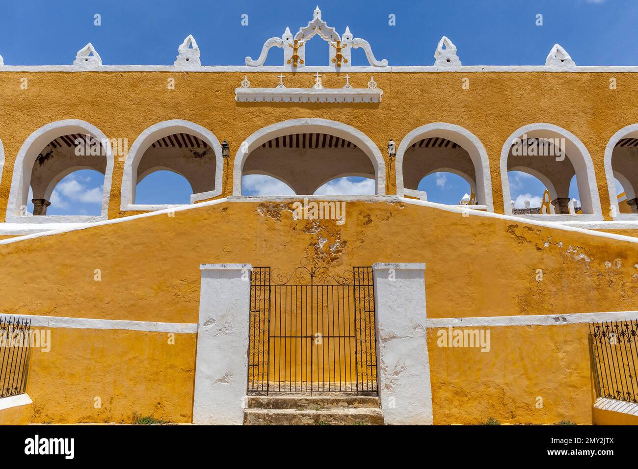 Arches of the Monastery of San Antonio de Padua in Izamal, Yucatan, Mexico Stock Photo