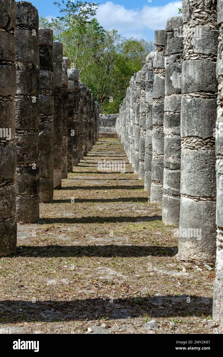 The Thousand Columns Group, Chichén Itzá, Yucatán, Mexico Stock Photo