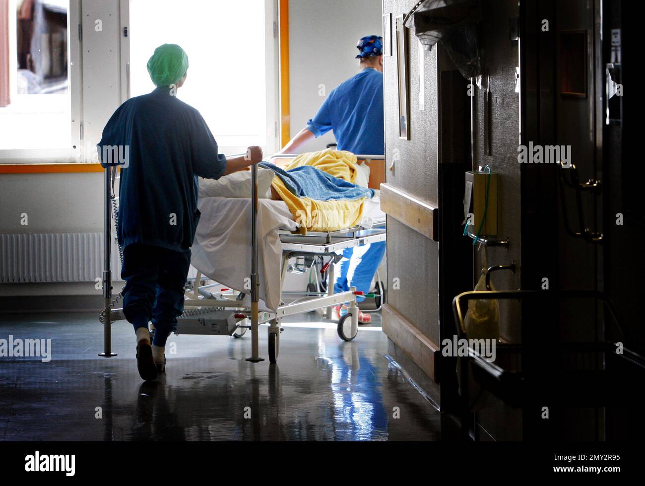 Patient being transferred between two departments at the University