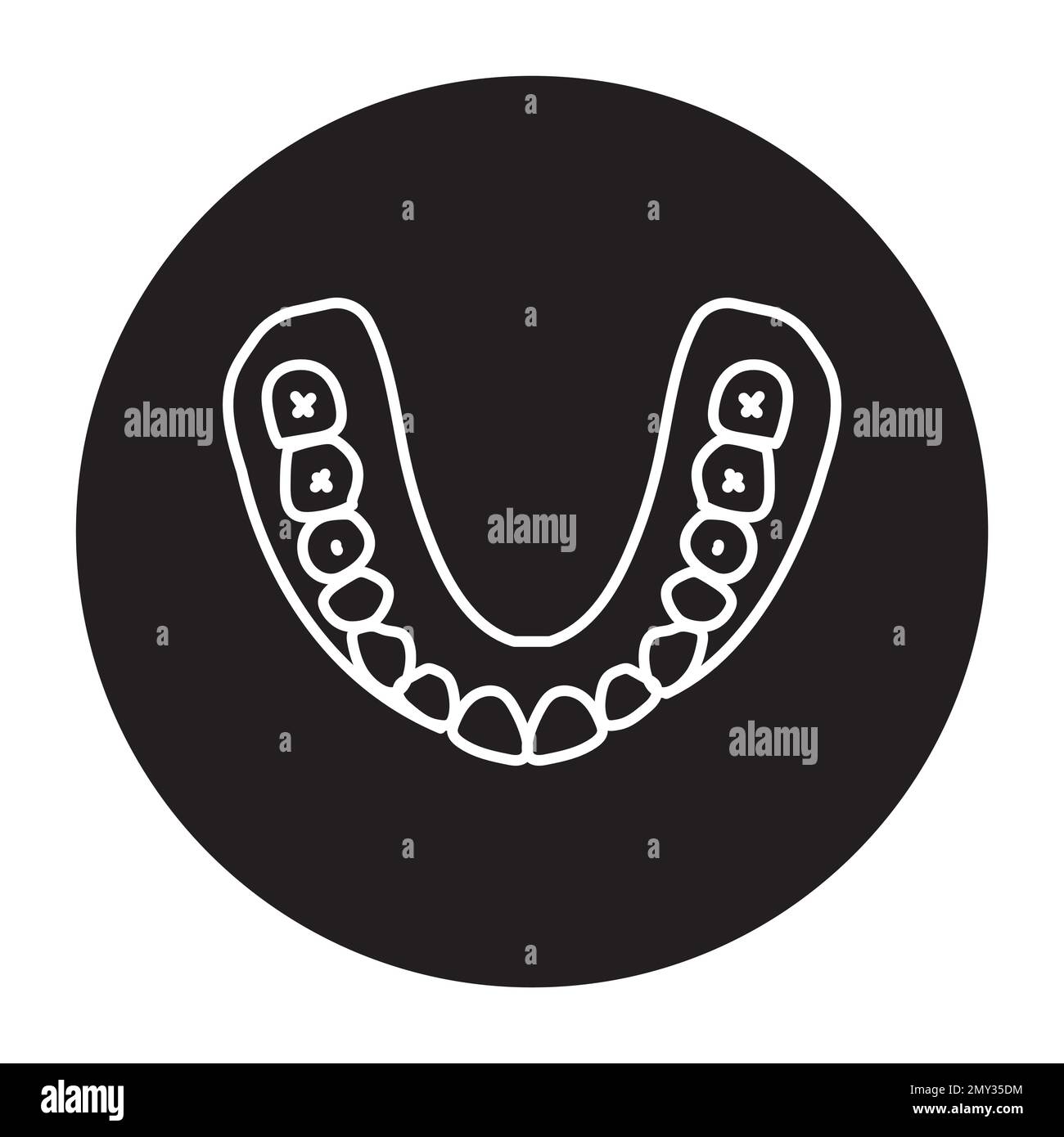 False teeth line icon. Dental prosthetic. Vector illustration Stock
