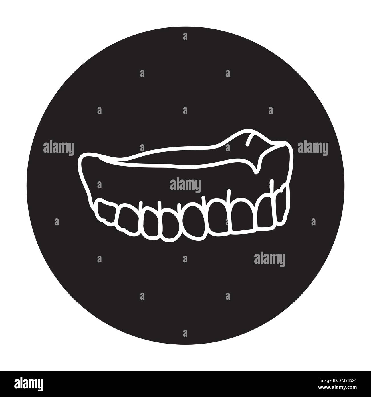 False teeth line icon. Dental prosthetic. Vector illustration Stock