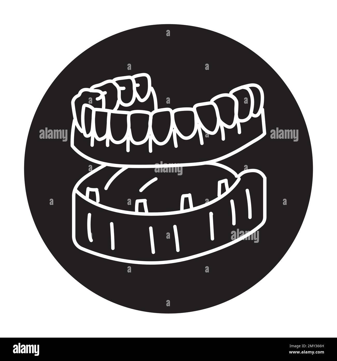 False teeth line icon. Dental prosthetic. Vector illustration Stock