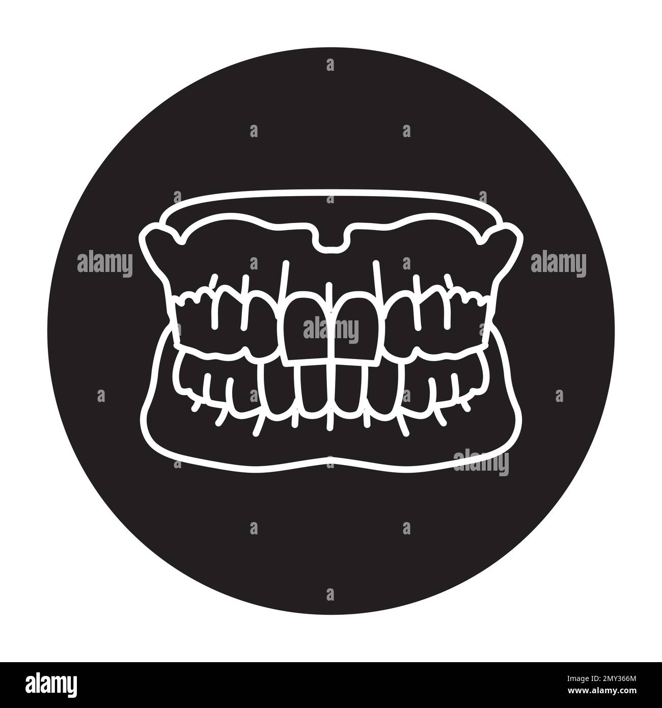 False teeth line icon. Dental prosthetic. Vector illustration Stock
