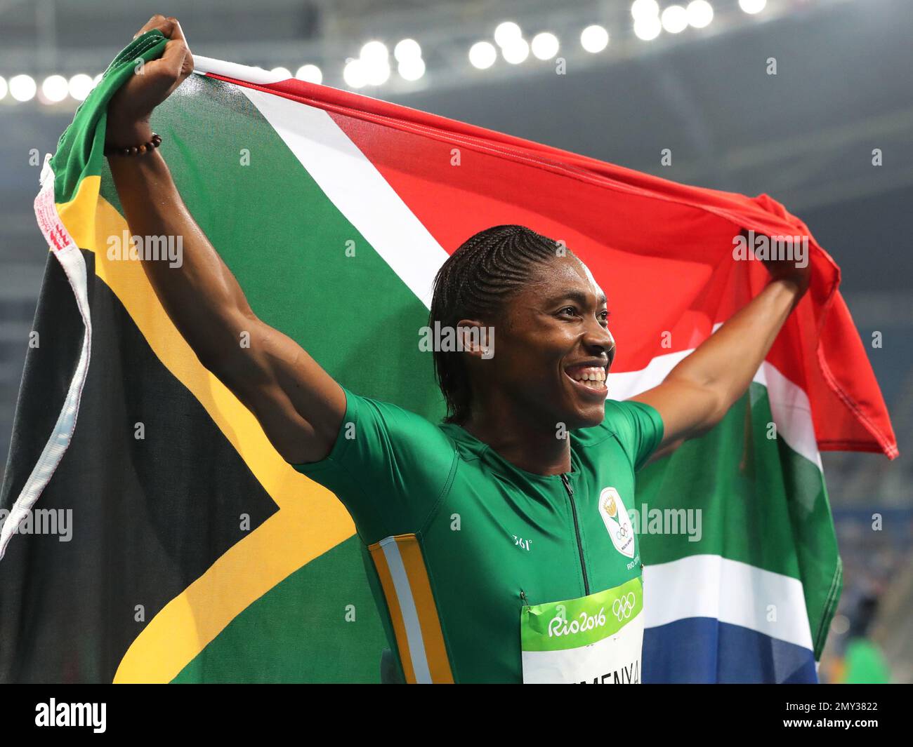 South Africa S Caster Semenya Holds Up Her Nation S Flag After Winning The Women S Meter