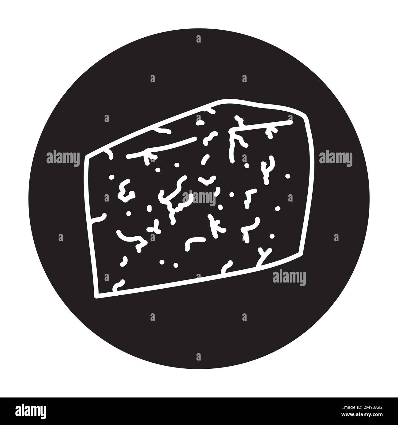 Cheese with mold Gorgonzola black line icon. Dairy product. Pictogram ...