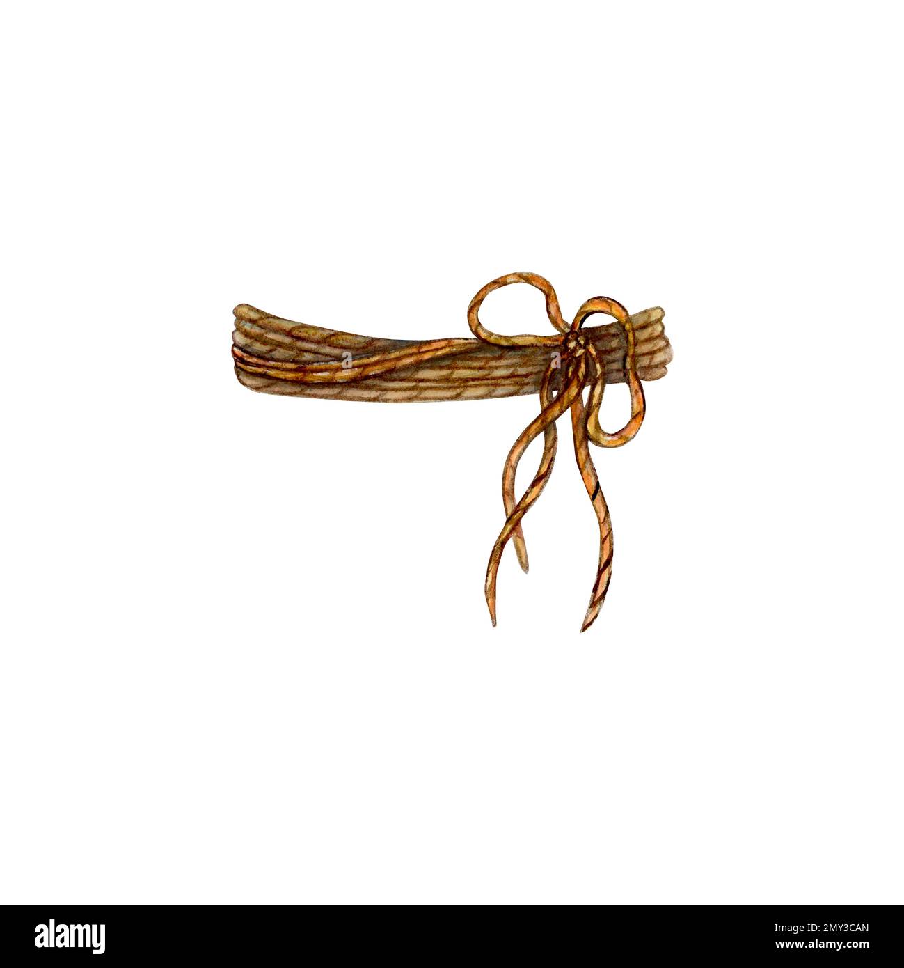 Rope made of jute, watercolor illustration on a white background Stock ...