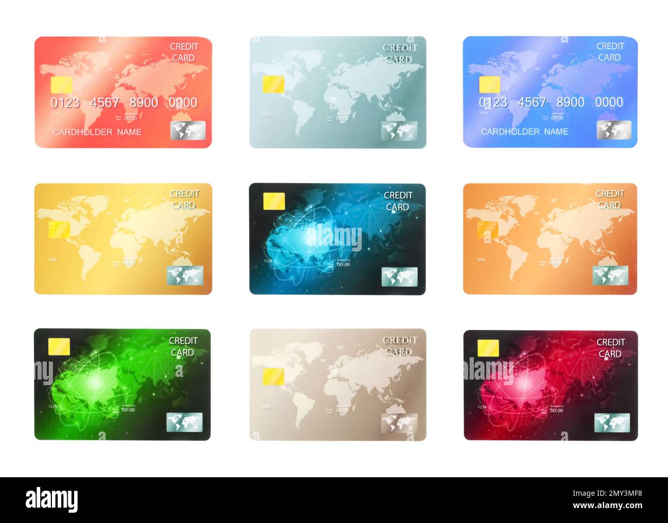 Set modern credit cards hi-res stock photography and images - Alamy
