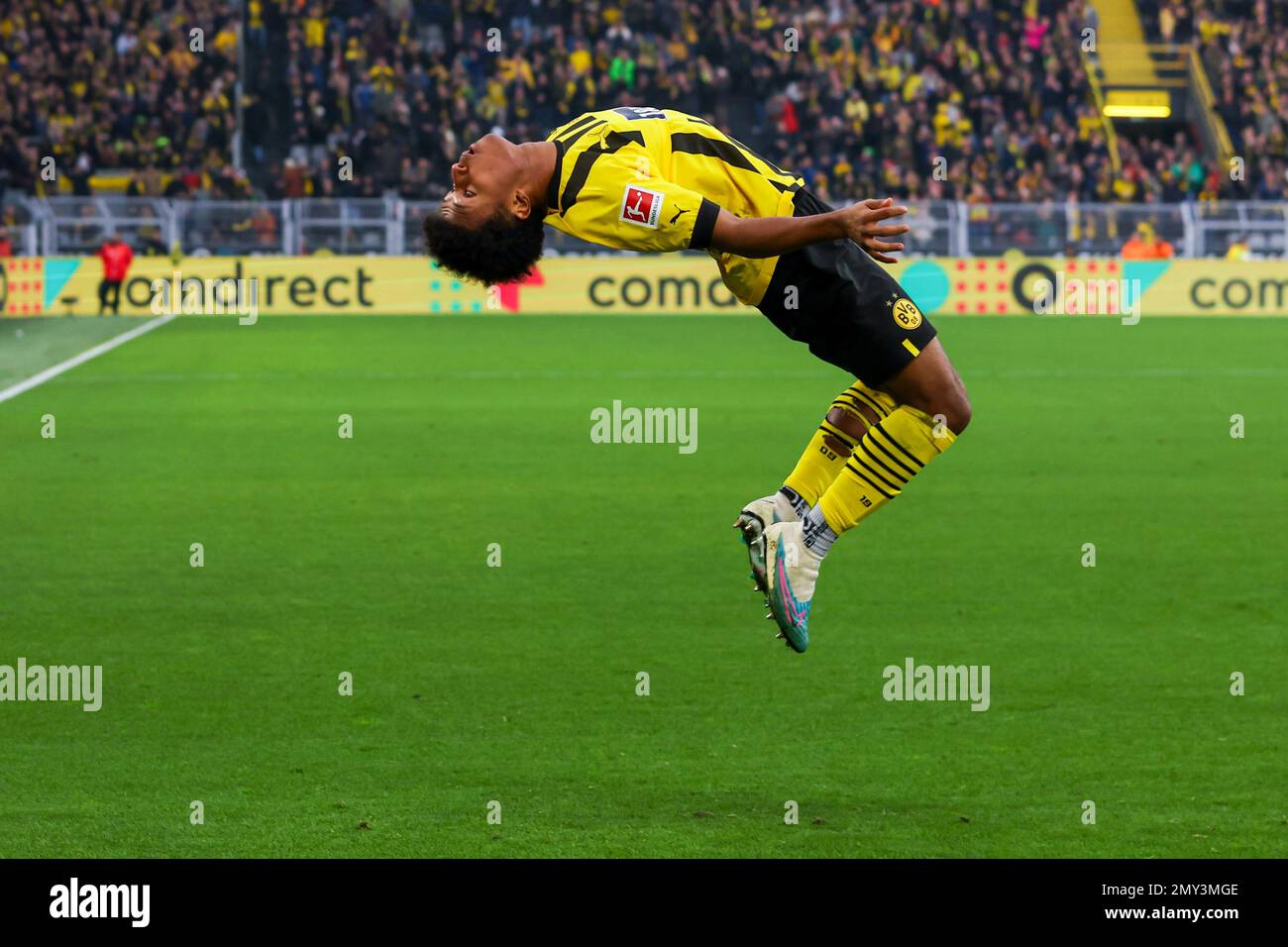 Adeyemi Running DORTMUND, GERMANY - FEBRUARY 4: Karim Adeyemi of Borussia Dortmund is ...