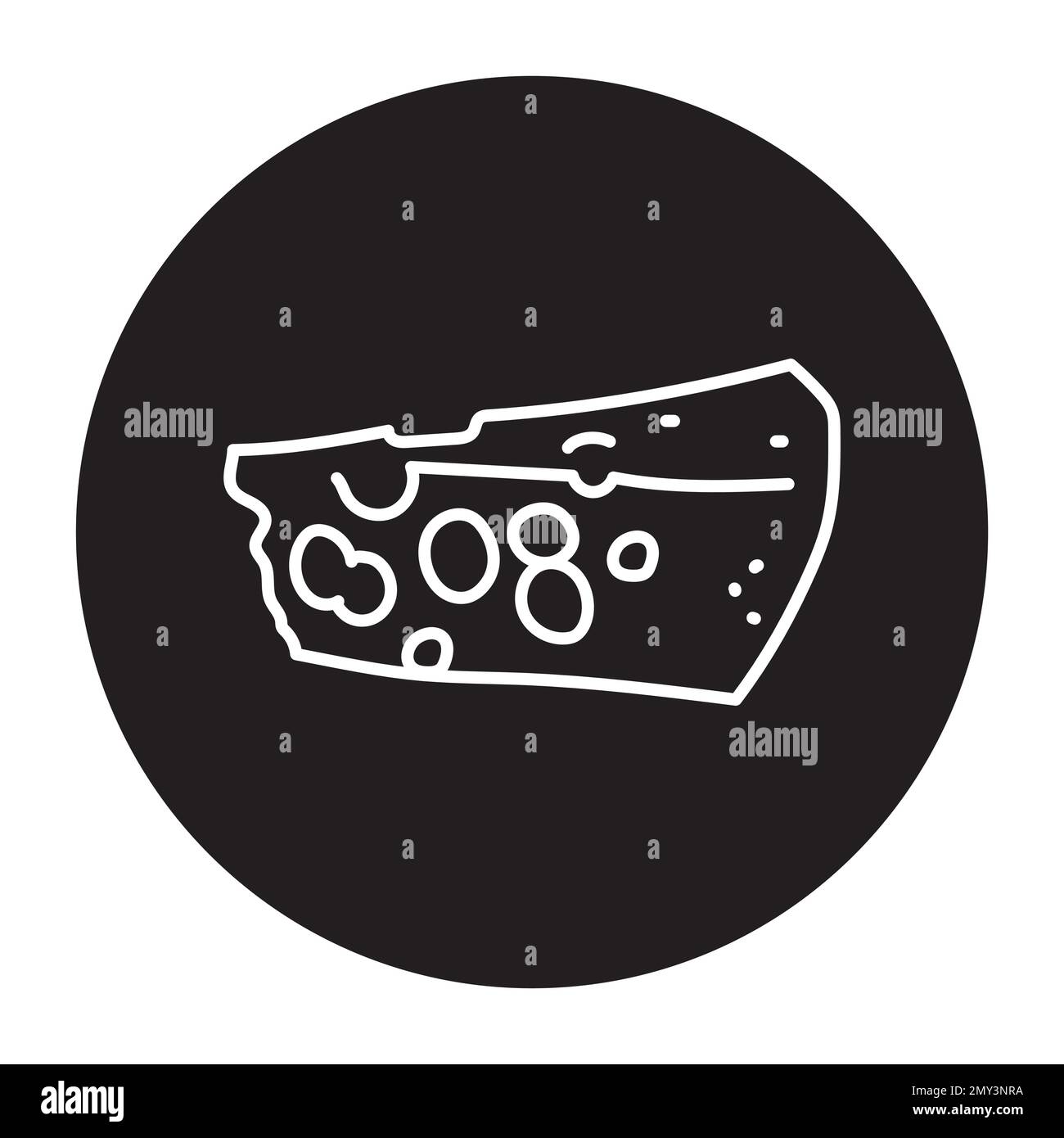 Swiss cheese black line icon. Dairy product. Pictogram for web page