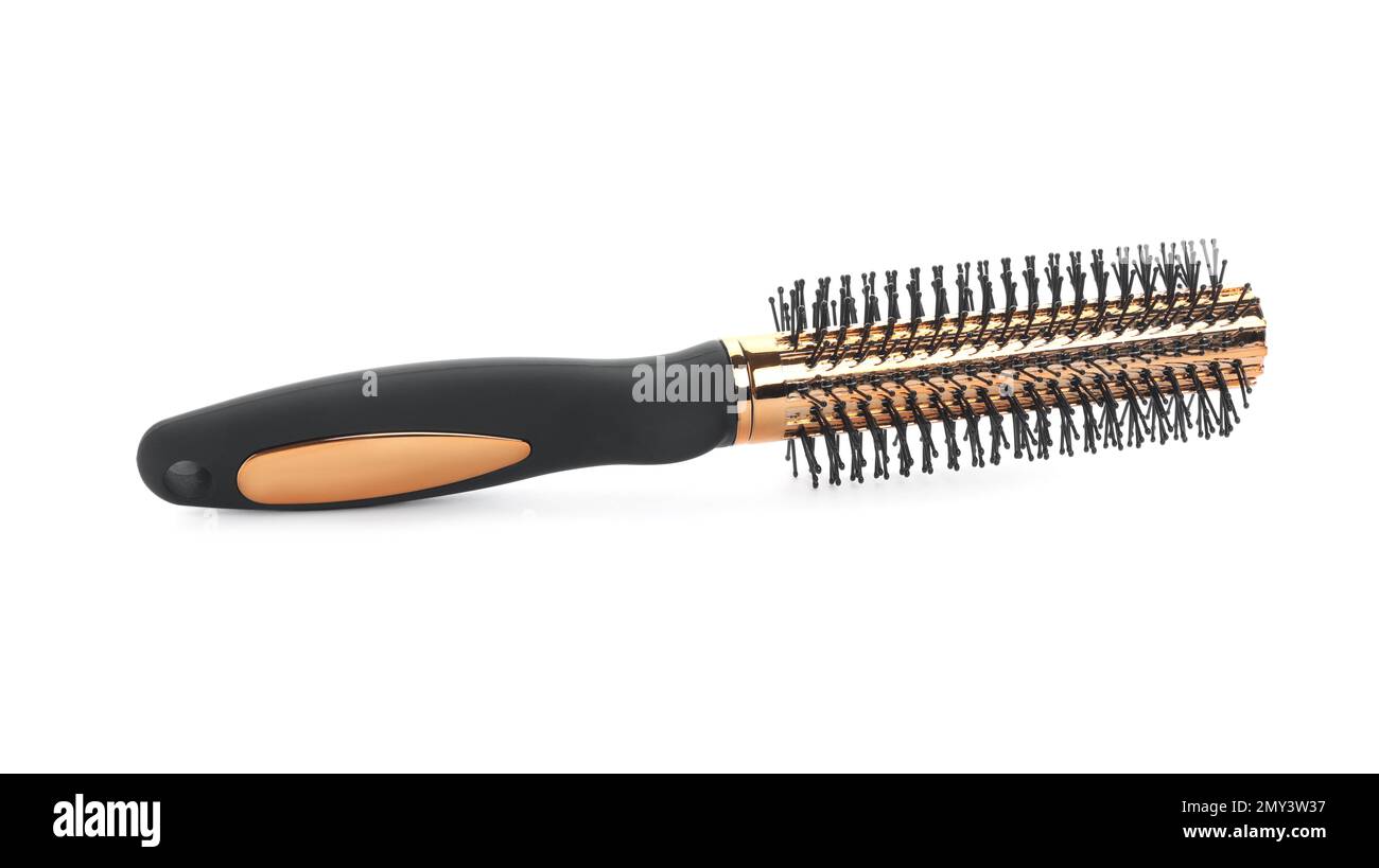 New round hair brush isolated on white Stock Photo Alamy