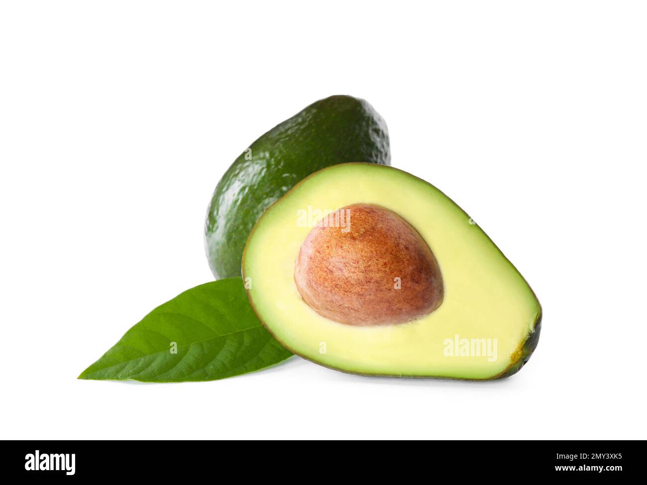 Whole and cut avocados isolated on white Stock Photo - Alamy