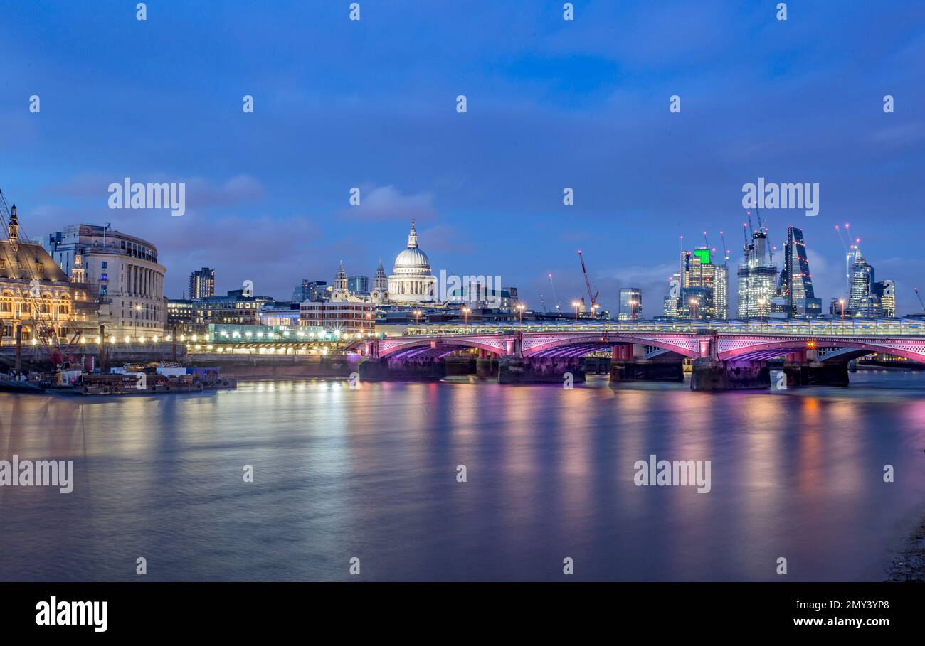 A mesmerizing shot of St. Paul's Cathedral and Millenium Bridge in London Stock Photo