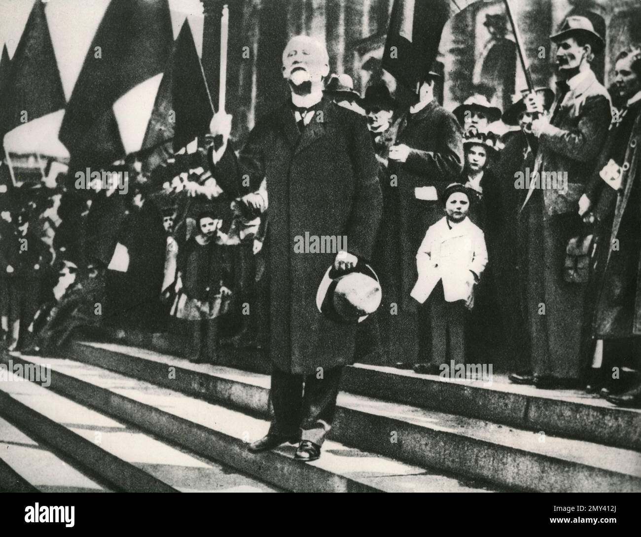 German politician of the Social Democratic Party of Germany Philipp Heinrich Scheidemann at a demonstration, Germany 1930s Stock Photo