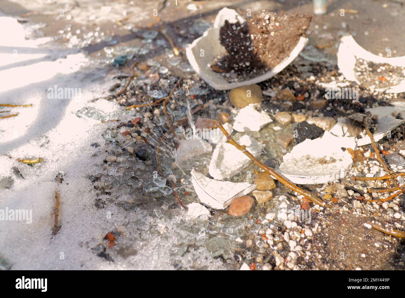 Rooftop Runoff Creates Splash Stock Photo