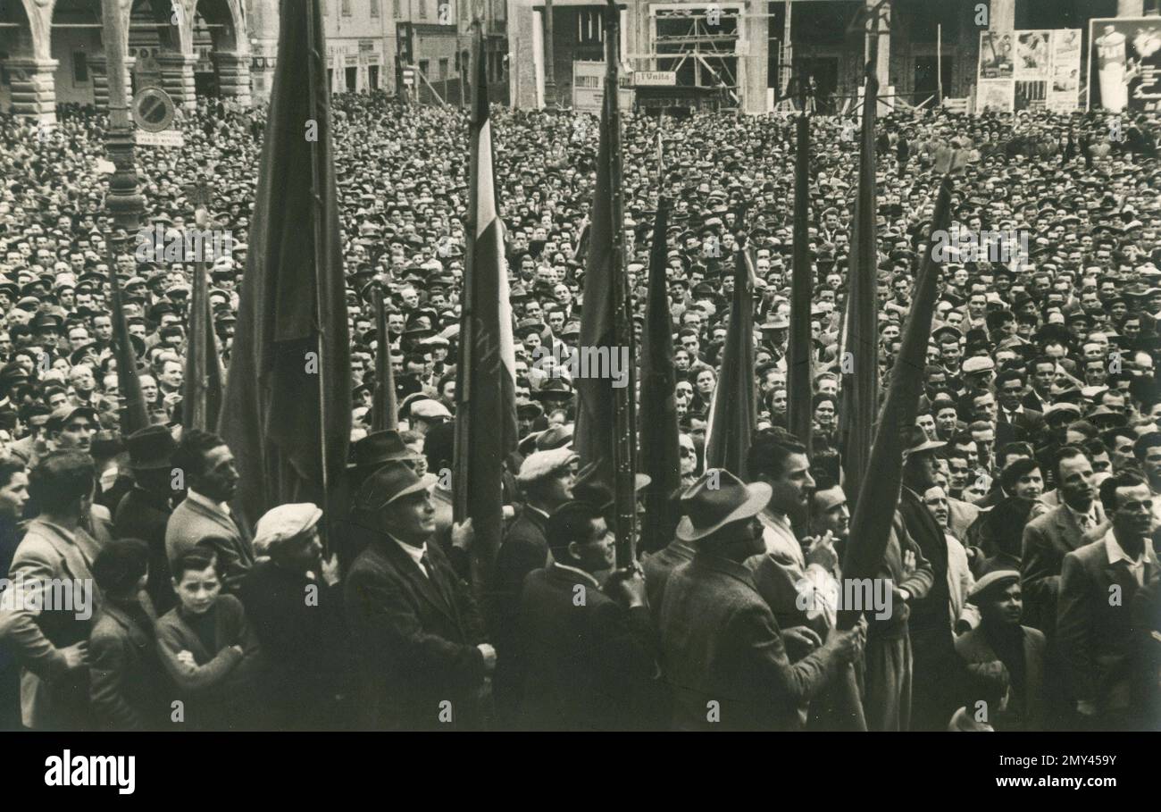 People gathered for a political rally, Italy 1930s Stock Photo