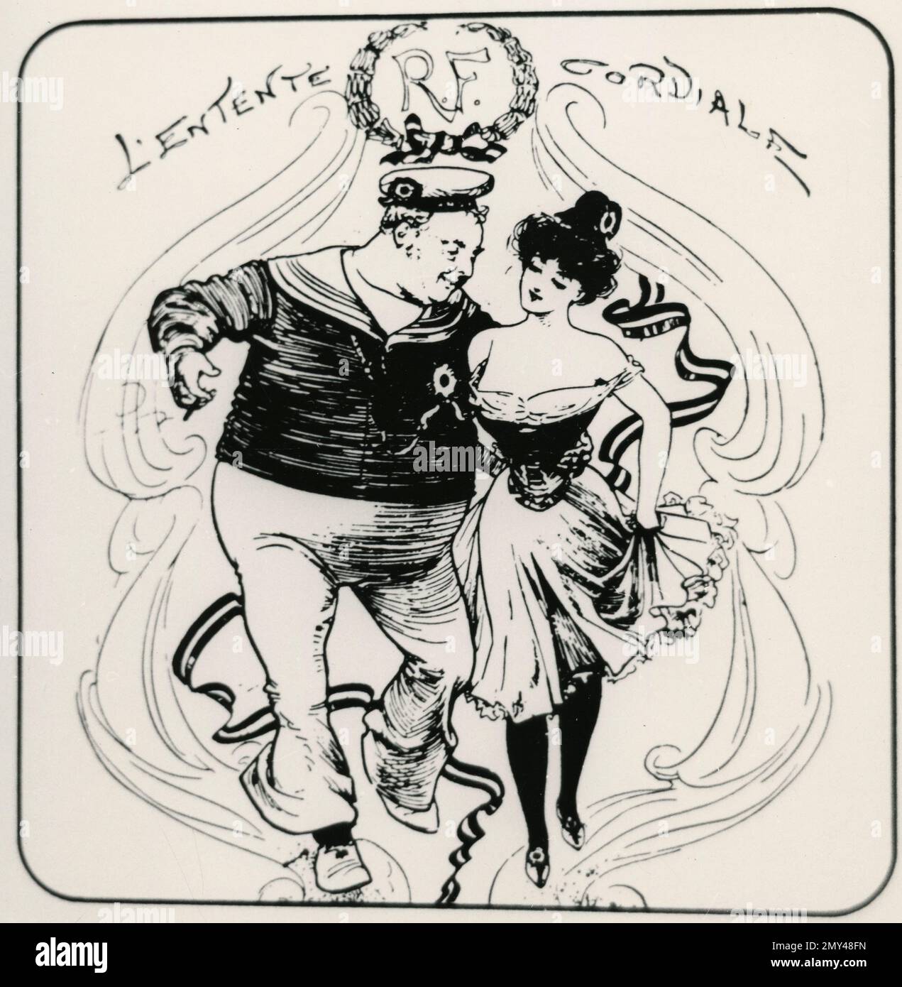 Illustration symbolizing the fact that international opinion was more favorable to France than to Germany, 1900s Stock Photo