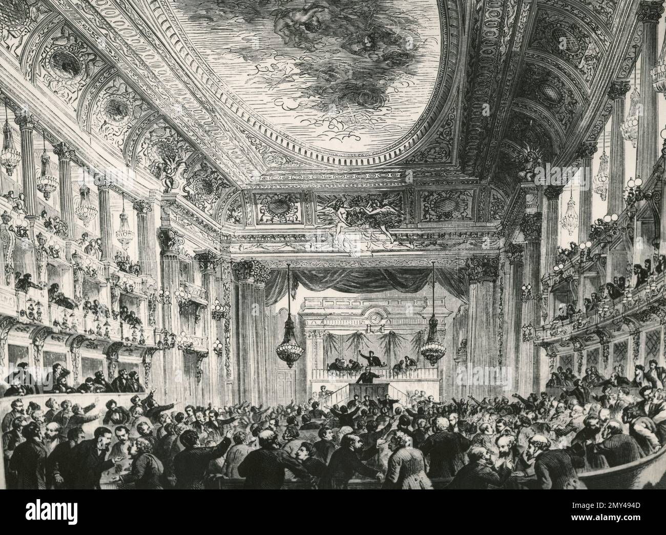 French National Assembly in Versailles, France 1800s, illustration