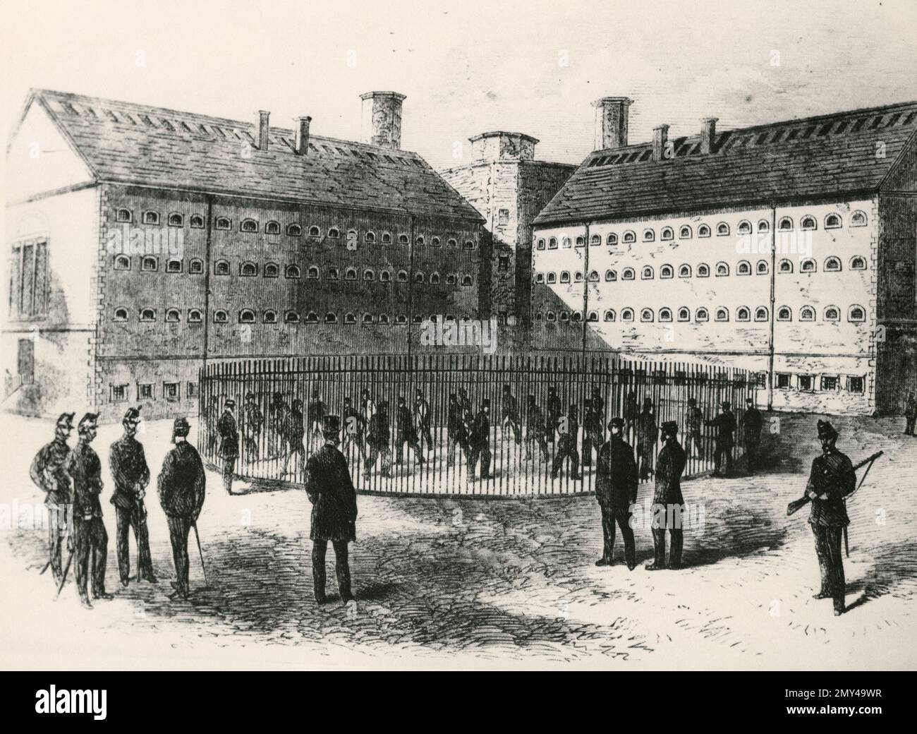 Segregation of the Fenians inside the Mountjoy Prison, Dublin, Ireland 1866, illustration Stock Photo