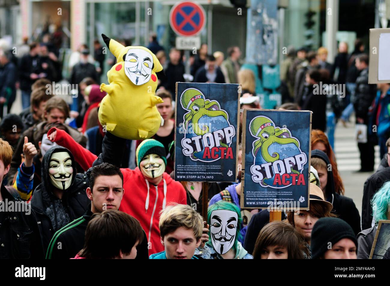 Vienna, Austria. February 25, 2012. Anti ACTA (Anti-Counterfeiting Trade Agreement) demonstration in Vienna Stock Photo