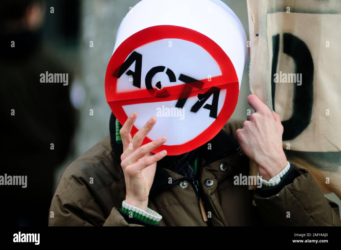 Vienna, Austria. February 25, 2012. Anti ACTA (Anti-Counterfeiting Trade Agreement) demonstration in Vienna Stock Photo
