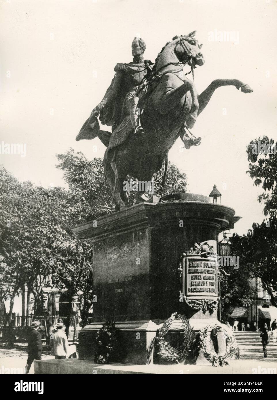 Equestrian statue of Venezuelan military and political leader Simon Bolivar, Caracas, Venezuela 1910s Stock Photo