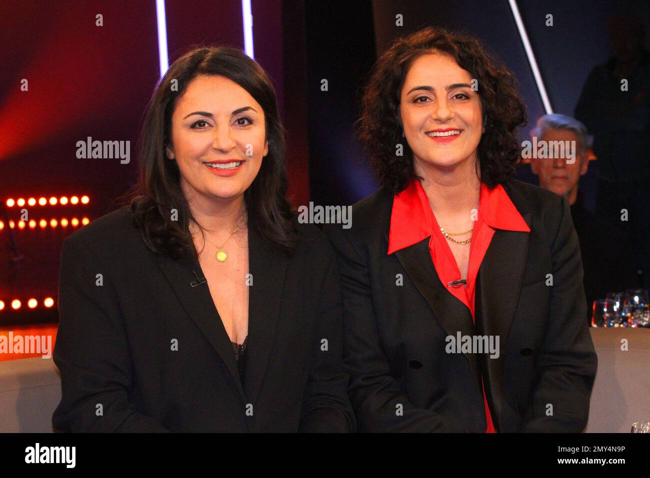 Humen Right Activist Duezen Tekkal and her sister Former soccer player Tugba Tekkal during the NDR Talk Show at NDR Studios on February 3, 2023 in Ham Stock Photo