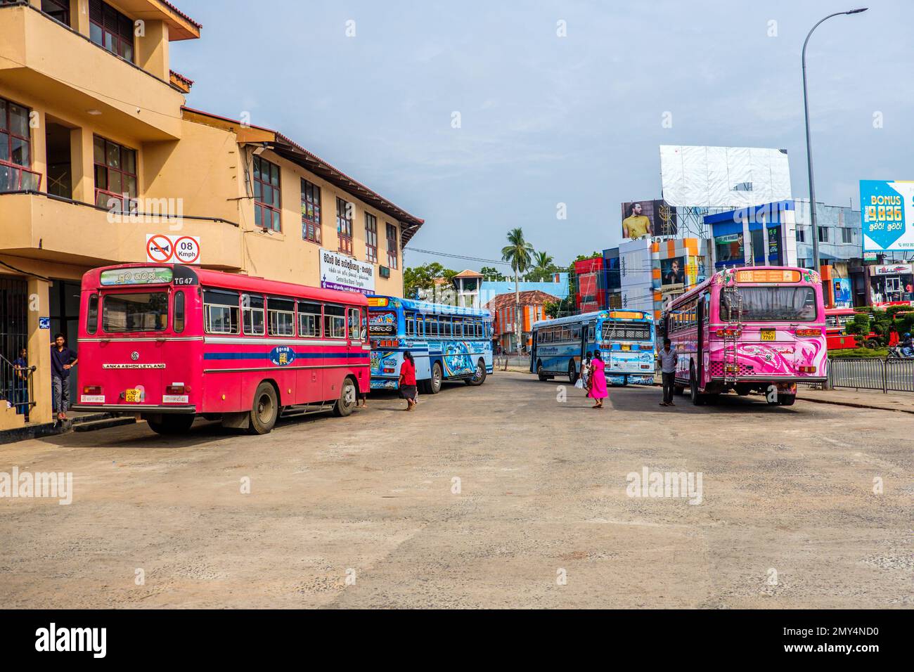 The bus station in Jaffna, northern Sri Lanka Stock Photo