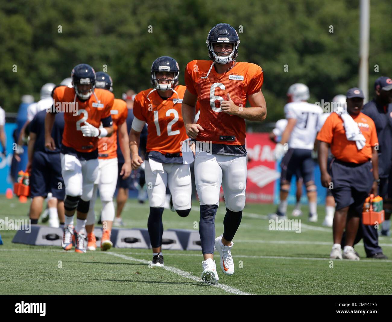Chicago Bears quarterbacks, from the left, Brian Hoyer (2), David Fales