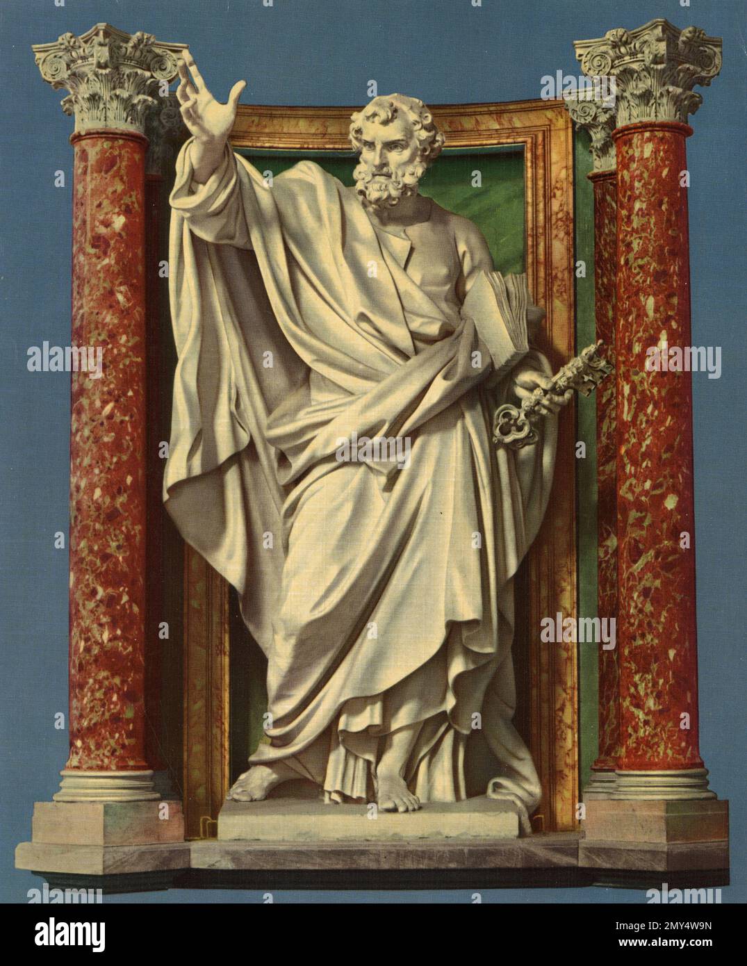 Statue of St. Peter Apostle at St. John Laterano Basilica, Rome, Italy 1940s Stock Photo
